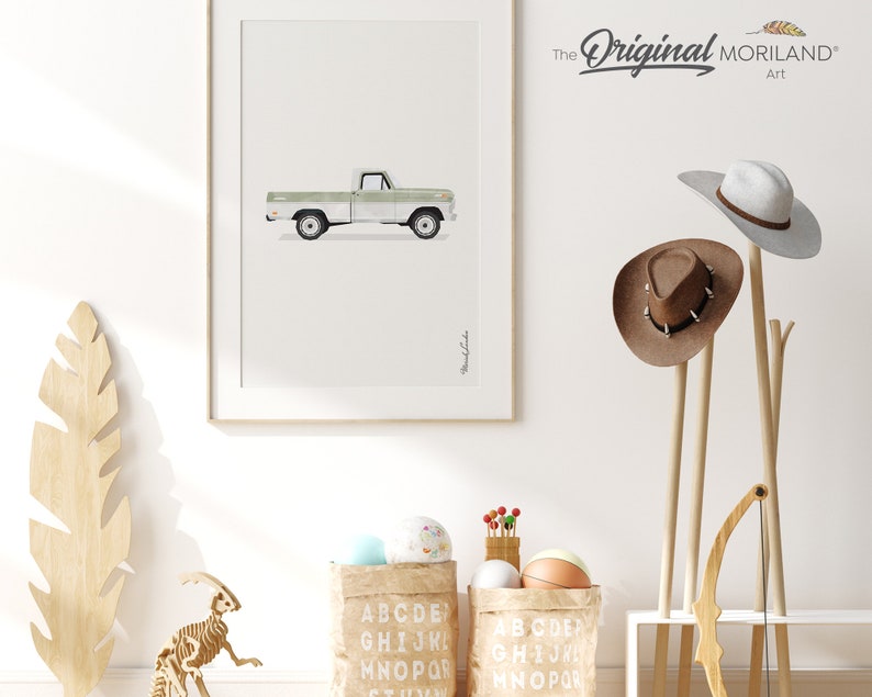 Sage Green Pickup Truck Print Vertical Printable Classic Car Etsy
