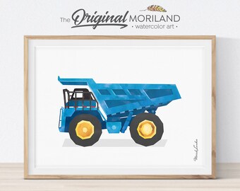 Blue Dump Truck Print, Construction Wall Art (Digital Download)