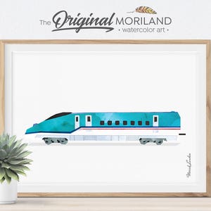 Bullet Train Print, Transportation Art Print, Train Illustration, Vehicle, Nursery Wall Art, Train Decor, Boys Room Art, Train Birthday