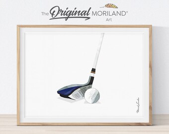 Golf Club and Ball Art Print, Sports Decor (Digital Download)