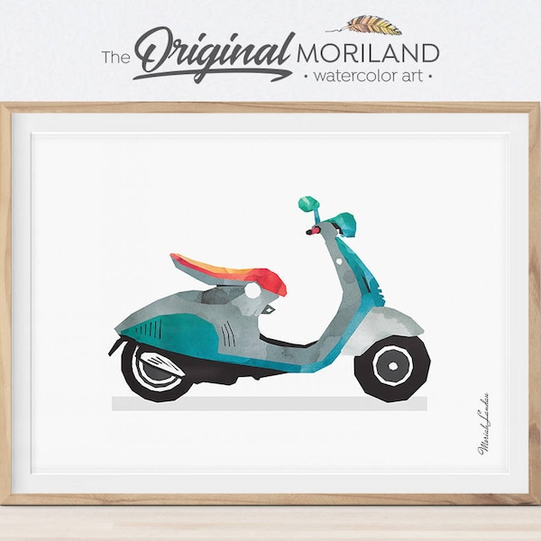 Vintage Vespa Roller Druck: Kinderzimmer Transport Kunst (Digitaler Download)