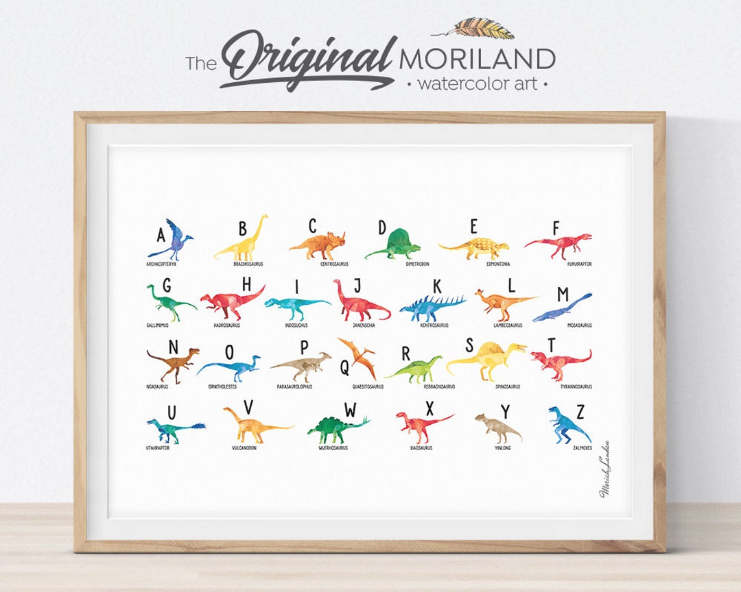 ABC dinosaur alphabet' Poster, picture, metal print, paint by