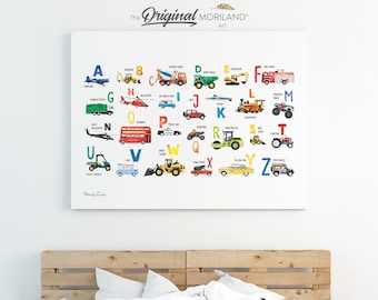 Canvas Print - Transportation Alphabet Canvas Print, Horizontal, ABC Canvas, Alphabet Canvas, Classroom Decor, Boy Bedroom Art, MORILAND Art