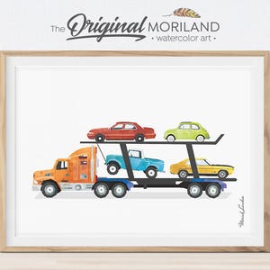 Car Carrier Print, Transportation Printable Wall Art, Truck Print, Boy Nursery Prints, Car Bedroom Décor, Gifts for Kids | MORILAND®