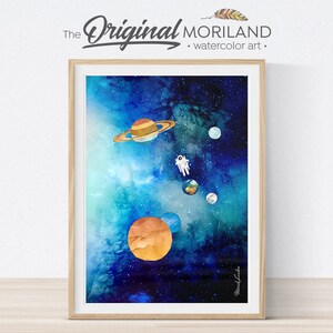 Vertical Galaxy Print, Astronaut, Planets, Outer Space Wall Art (Digital Download)