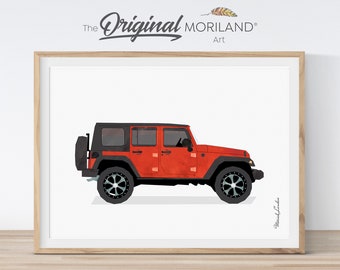 Red SUV Print, Transportation Wall Art, Boy Room Decor (Digital Download)