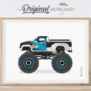 Monster Truck Print, Pickup Monster Truck Art, Transportation Art, Boys Nursery Decor, Truck Prints, Truck Birthday, Automobile Printable