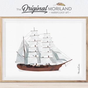 Sailing Ship Print, Nursery Ship Print, Nautical Art Print, Playroom Prints, Transportation Art, Pirates, Boat, Nursery Nautical Printable