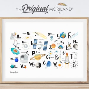 Space Alphabet Print, Printable Space Alphabet, Horizontal, ABC Poster, Educational Alphabet Poster, Classroom Decor, Boy Bedroom Wall Art