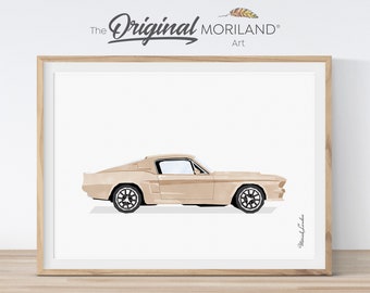 Impression voiture de sport classique beige, décoration de chambre de garçon (téléchargement numérique)
