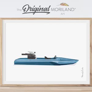 Vintage blauwe boot print, skiboot kunst aan de muur, decor jongen kinderkamer, afdrukbare poster | MORILAND®
