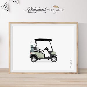 Sage Green Golf Cart Print, do druku, wydruk sportowy, sztuka ścienna dla dzieci z motywem transportu, wystrój pokoju dziecięcego, sztuka pojazdów | MORILAND®
