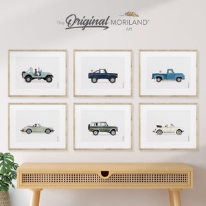 Cars & Dogs Art Prints - Printable Set of 6, Dog Poster, Pet Memorial Gift, Pet Portrait, Car Prints, LAND168 | MORILAND®