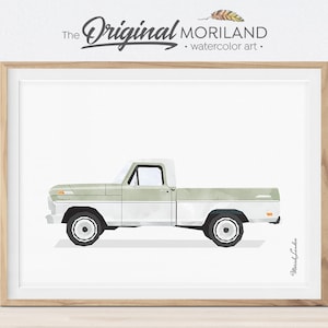 Sage Green Truck Print, Pickup Truck Wall Art, Vintage Car Print, Truck Art, Boy Nursery Decor, Transportation Decor, MORILAND®