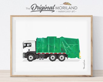 Garbage Truck Print, Transportation Wall Art, Toddler Boy Bedroom Art, Garbage Truck Party, Kid Room Printable Decor, Classroom Wall Art