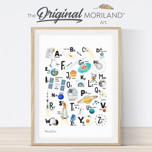 Space Alphabet Print, Vertical Alphabet Poster, Educational Printable ABC Print, Space Art, Boy Room Decor, Space Wall Decor, MORILAND®