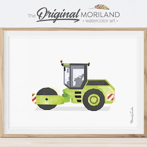 Road Roller Print, Road Roller Wall Art, Construction Vehicle Print, Kids Room Print, Construction Party Printable, Transportation Decor