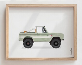 Vintage Sage Green Truck Print: Classic Wall Art (Digital Download)