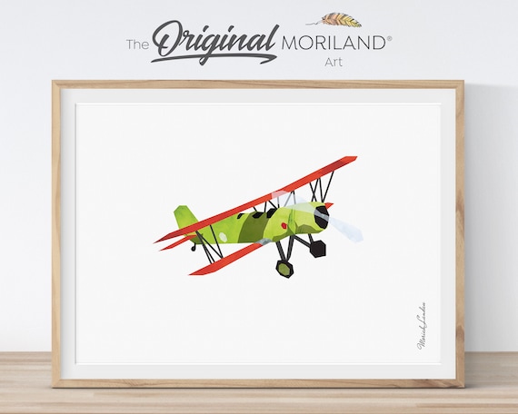 Biplane Art Print, Vintage Airplane Nursery Decor (Digital Download)