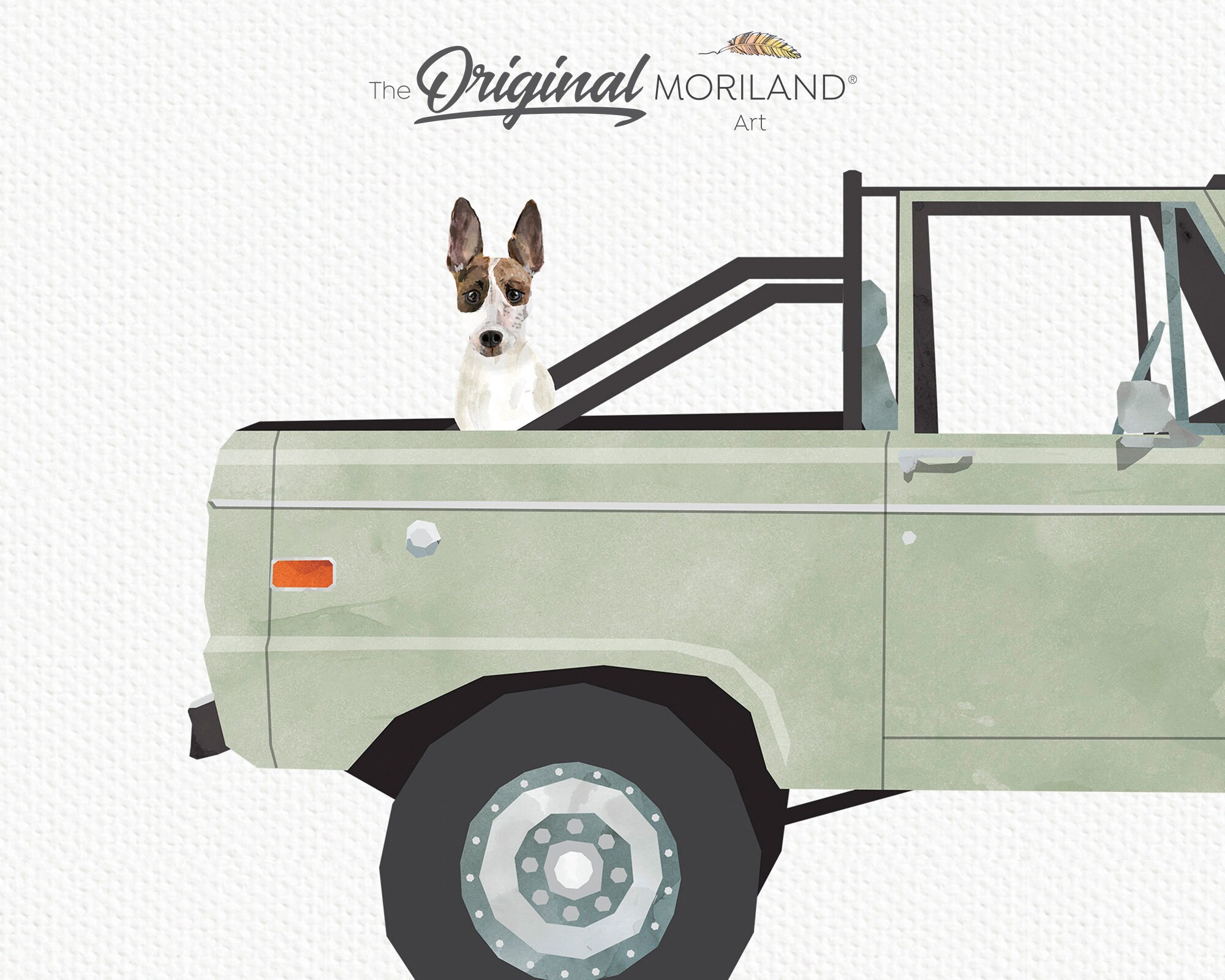 Sage Green Truck With Jack Russell Dog Art Print (digital Download) - Etsy