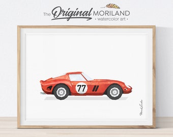 Classic Sports Car Watercolor Art Print, Boy Room Decor (Digital Download)
