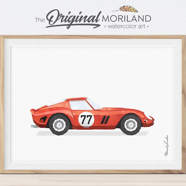 Sports Car Print, Classic Sports Car, Race Car Wall Art, Car Decor, Transportation Wall Art, Automobile Art, Car Printable, Boy Bedroom Art