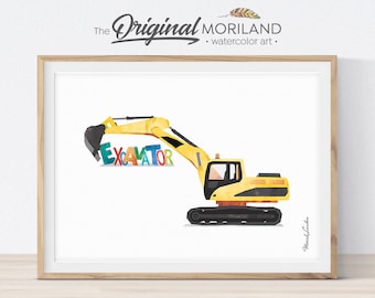 Excavator Print, Digger Art, Construction Print, Toddler Room Decor, Boy Nursery Decor, Printable, Truck Print, Transportation Decor