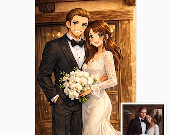 Custom Anime Portrait From Photo, Personalized Couple or Pet Drawing, Wedding Anniversary Birthday Gift, MORILAND