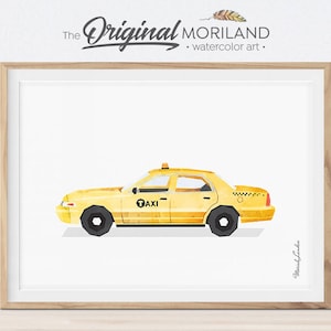 Taxi Print, Yellow Taxi Cab, NYC Taxi Cab, Kids Room Decor, Transportation Wall Art, Vehicle Wall Art, Prints for Toddlers, Printable Print