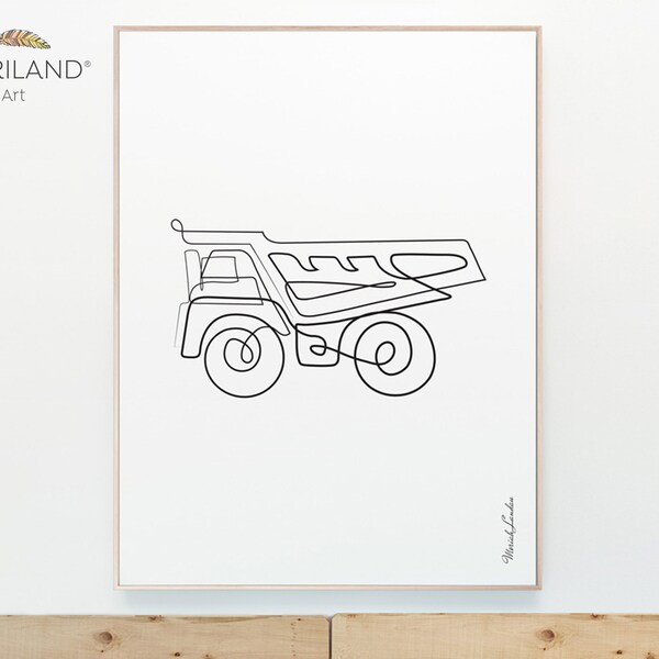 Dump Truck Line Art Print - Minimalistische Transport-Dekor (Digitaler Download)