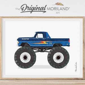 Monster Truck Print, Big Pickup Monster Truck Art, Printable Transportation, Boy Nursery Prints, Monster Truck Watercolor Poster | MORILAND®