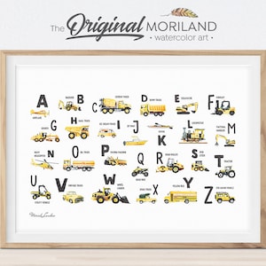 Alphabet Print, Alphabet Transportation, Construction Printable Art, ABC Art, Poster, Educational Printables, Vehicle Boy Bedroom Wall Art