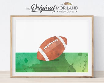 Lámina artística de fútbol americano en acuarela, decoración para habitación de niños (descarga digital)