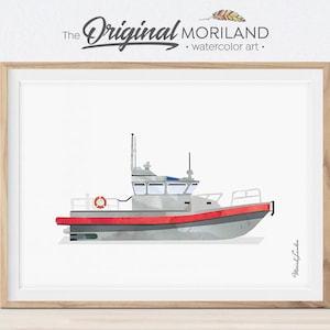 Coast Guard Boat Print, Coast Guard Rescue Boat, Transportation Print, Boys Bedroom Wall Decor, Nursery Wall Art, Instant Download