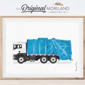 Garbage Truck Print, Transportation Decor, Garbage Truck Birthday, Blue Nursery Art, Kids Decor, Trucks Nursery Decor, Toddler Truck Print