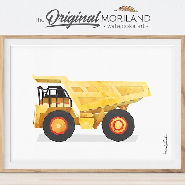Dump Truck Watercolor Print, Construction Vehicle Art (Digital Download)