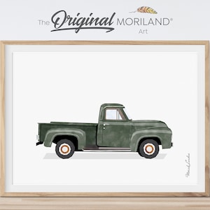 Dark Green Vintage Truck Print, Printable Truck Wall Art, Toddler Boy Room Decor, Car Prints for Boys Room, Boy Nursery Decor, MORILAND®