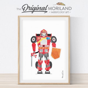 Feuerwehrauto Roboter Druck, Junge Zimmer Dekor (Digitaler Download)
