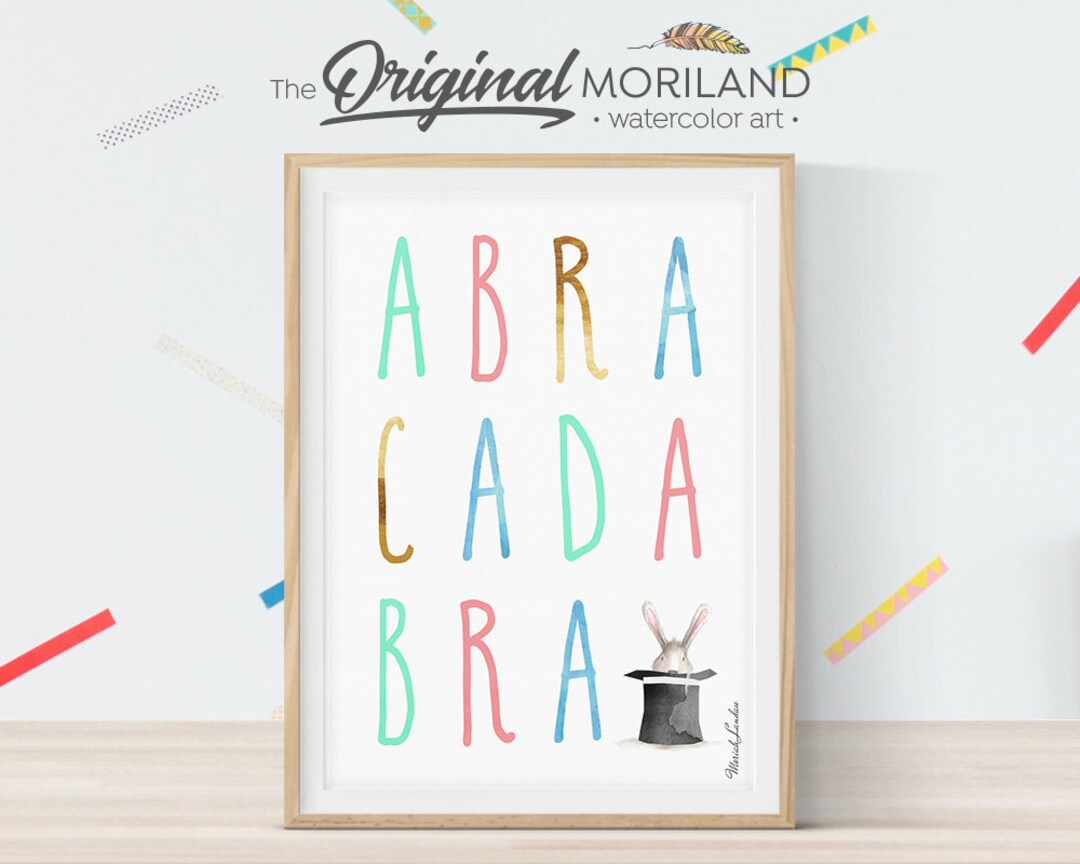 Abracadabra Print, Rabbit Print Wall Art, Girl Boy Nursery Decor ...