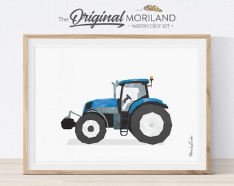 Blue Tractor Nursery Print, Transportation Wall Art (Digital Download)