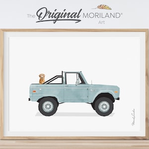 Oldtimer met hondenprint, golden retriever in pick-up truck muurkunst, huisdier afdrukbare poster, huisdier Memorial cadeau, huisdier portret | MORILAND®