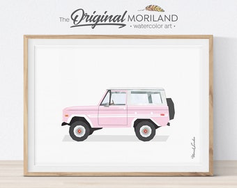 Pink SUV Print, SUV Wall Art, Girl Wall Art, Girls Room Decor, Toddler Room Decor, Girl Gift, Vintage Car, Car Print, Printable