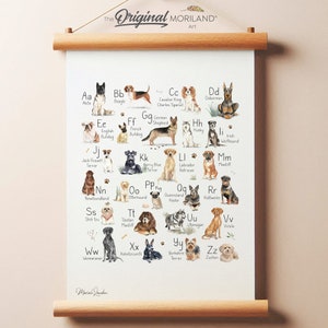 Dog Alphabet Print, ABC Wall Art, Gifts for Kids, Dogs Alphabet, Dog Nursery Décor, Dog Poster, Dog Lover Nursery, Kids Room | MORILAND®