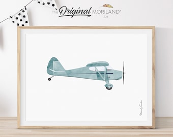 Pale Blue Airplane Print, Aviation Nursery Decor (Digital Download)