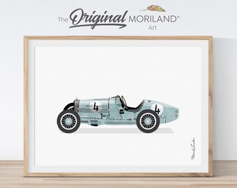 Pale Blue Vintage Race Car Art Print (Digital Download)