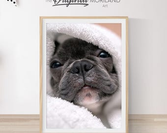 Impresión artística divertida de un bulldog francés para el baño: inodoro y bañera (descarga digital)