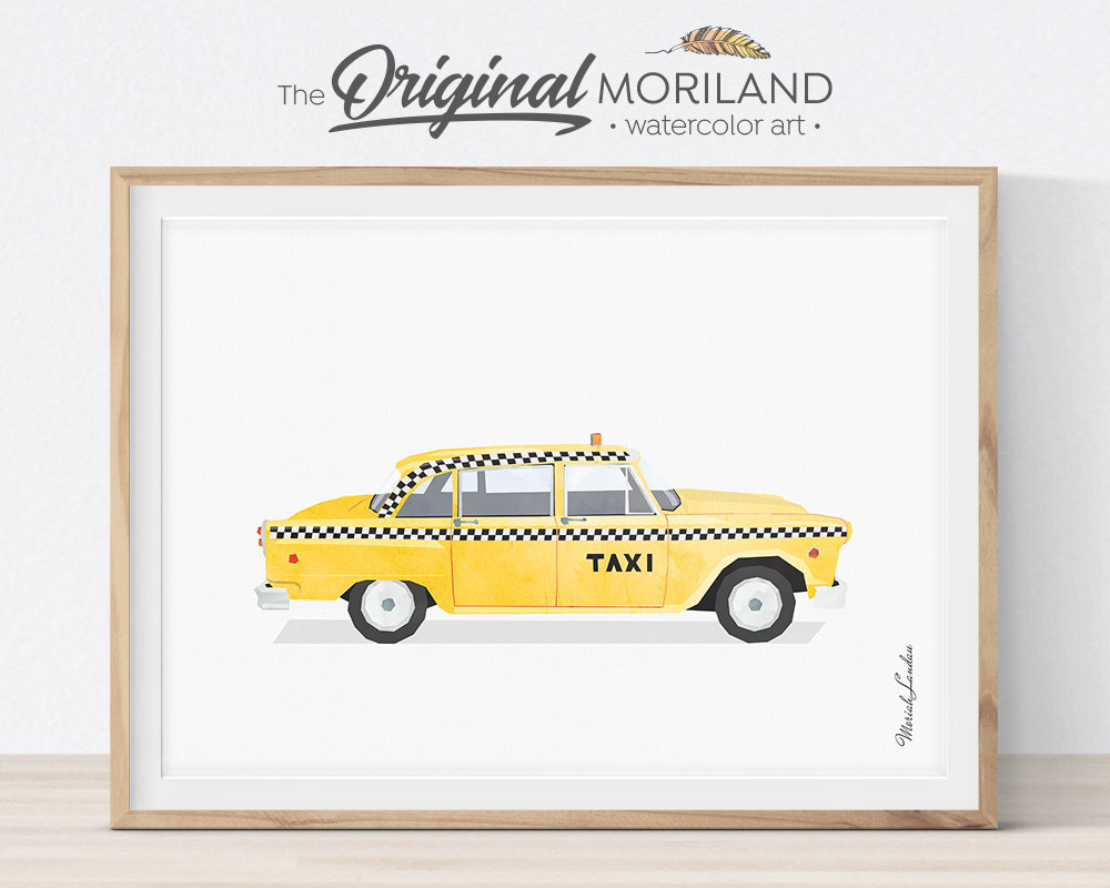 Yellow Taxi Cab, NYC Taxi Cab, Taxi Print, Prints for Toddlers, Boys Room  Decor, Vintage Car, Watercolor Printable, Transportation Wall Art - Etsy