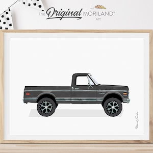 Black Truck Print, Pickup Truck Wall Art, Vintage Car Print, Truck Art, Boy Nursery Décor, Transportation Décor, MORILAND®