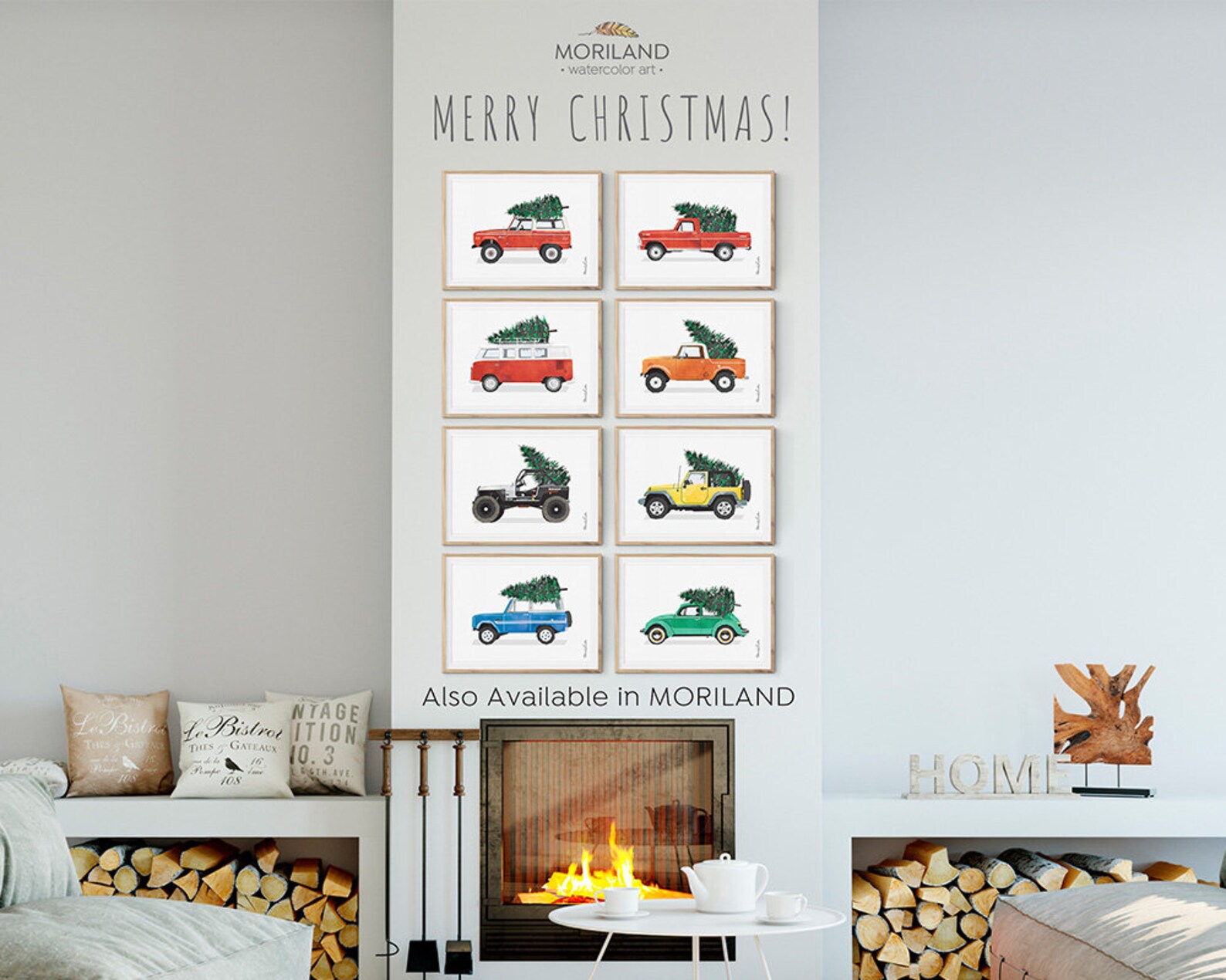 Christmas Car Print Christmas Printable Wall Art Christmas | Etsy
