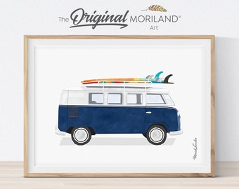 Wooden Surf Board VW Camper Van Signs Printed Wall Art Decoration